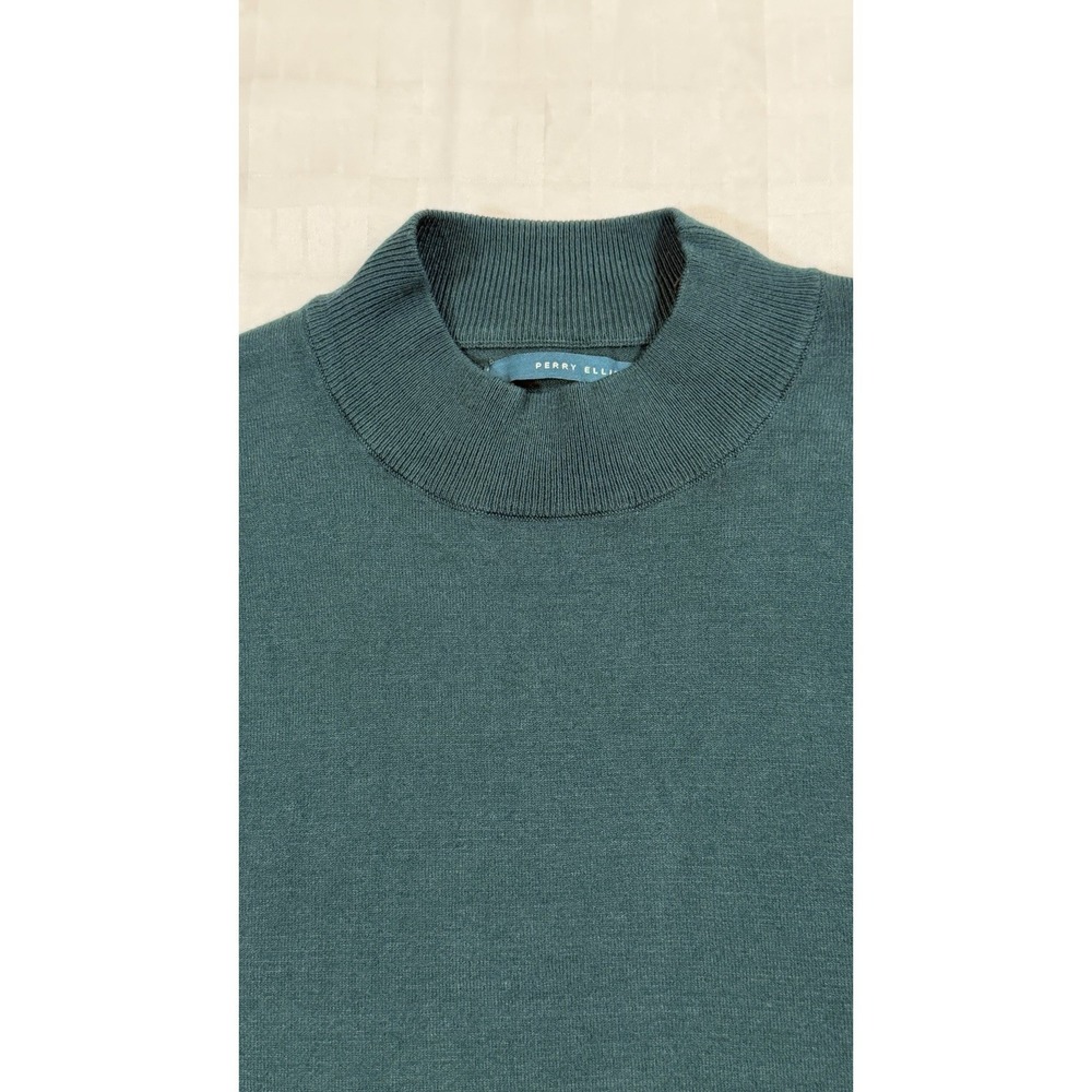 Perry Ellis Men's Long Sleeve Mock Neck Pullover Sweater Dark Sea Green-Medium - Picture 2 of 10